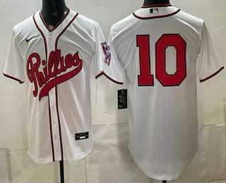 Mens Philadelphia Phillies #10 JT Realmuto White 2026 Field of Dreams Stadium Stitched Jersey