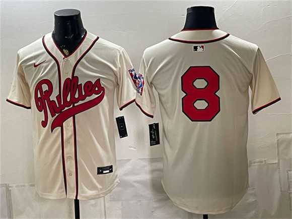 Mens Philadelphia Phillies #8 Nick Castellanos Cream 2026 Field of Dreams Stadium Stitched Jersey