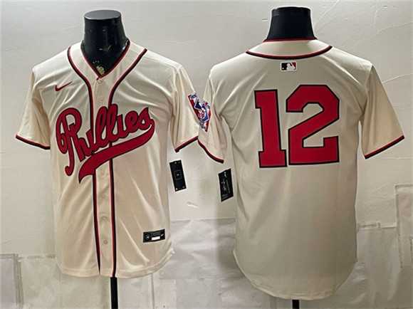 Mens Philadelphia Phillies #12 Kyle Schwarber Cream 2026 Field of Dreams Stadium Stitched Jersey
