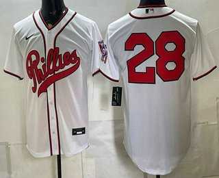 Mens Philadelphia Phillies #28 Alec Bohm White 2026 Field of Dreams Stadium Stitched Jersey