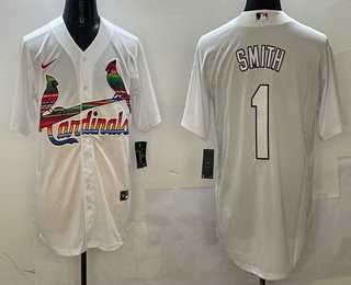 Mens St Louis Cardinals #1 Ozzie Smith White Mexico Cool Base Stitched Jersey