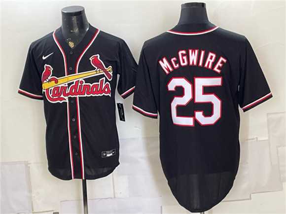 Mens St. Louis Cardinals #25 Mark McGwire 2026 Fashion Replica Black Out Stitched Jersey