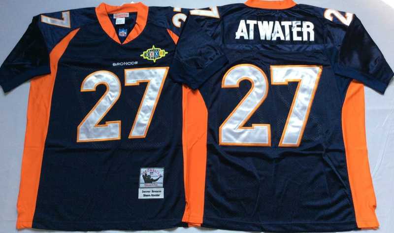 Mens Denver Broncos #27 Steve Atwater Navy Throwback Stitched Football Jersey