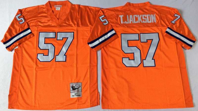 Mens Denver Broncos #57 Tom Jackson Orange Throwback Stitched Football Jersey