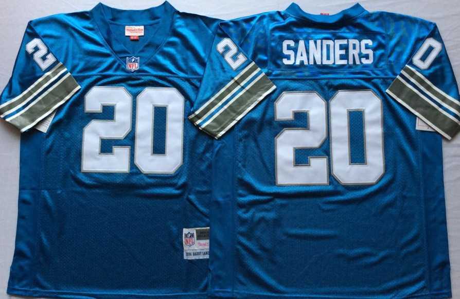 Mens Detroit Lions #20 Barry Sanders Blue Throwback Stitched Football Jersey