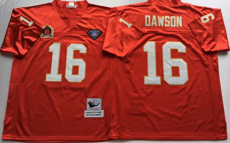 Mens Kansas City Chiefs #16 Lake Dawson Red Throwback Stitched Football Jersey