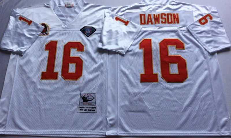 Mens Kansas City Chiefs #16 Lake Dawson White Throwback Stitched Football Jersey