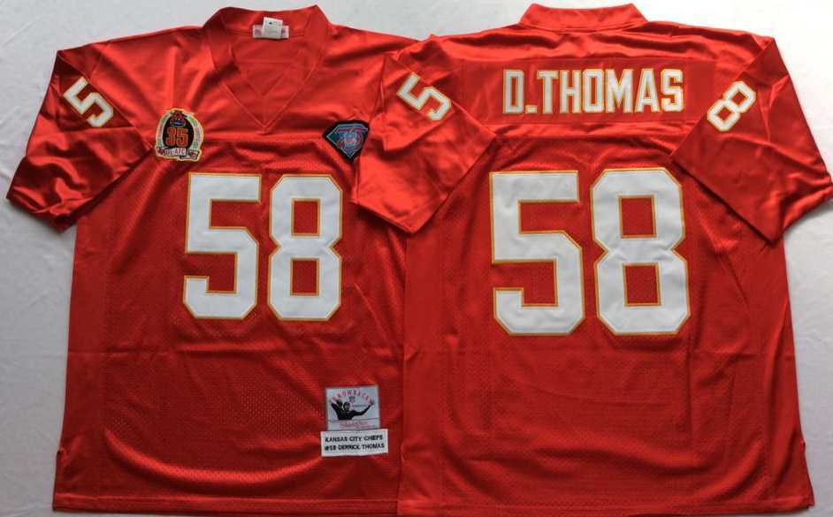 Mens Kansas City Chiefs #58 Derrick Thomas Red Throwback Stitched Football Jersey