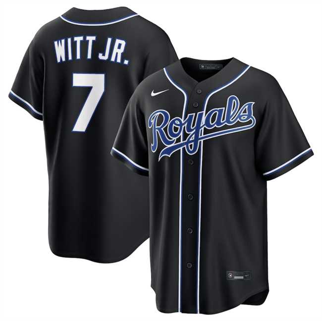 Mens Kansas City Royals #7 Bobby Witt Jr. 2026 Fashion Replica Black Out Stitched Jersey Dzhi->kansas city royals->MLB Jersey