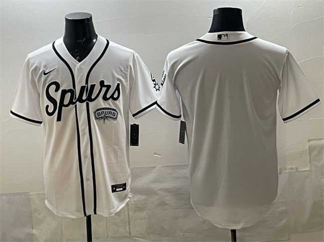 Mens San Antonio Spurs Blank White Stitched Baseball Jersey