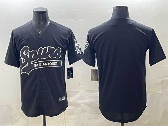 Mens San Antonio Spurs Blank Black Stitched Baseball Jersey