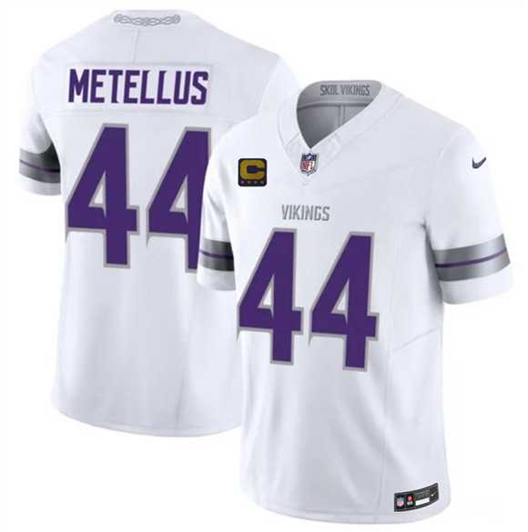 Mens Minnesota Vikings #44 Josh Metellus White 2026 F.U.S.E. 4-Star C Patch Winter Warrior Limited Stitched Jersey Dzhi