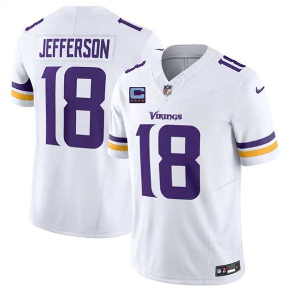 Mens Minnesota Vikings #18 Justin Jefferson White 2026 F.U.S.E. With 4-star C Patch Vapor Untouchable Limited Stitched Jersey Dzhi