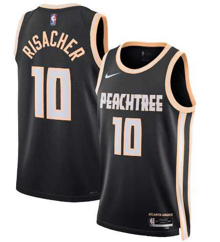 Mens Atlanta Hawks #10 Zaccharie Risacher Black 2025-26 City Edition Swingman Stitched Jersey Dzhi