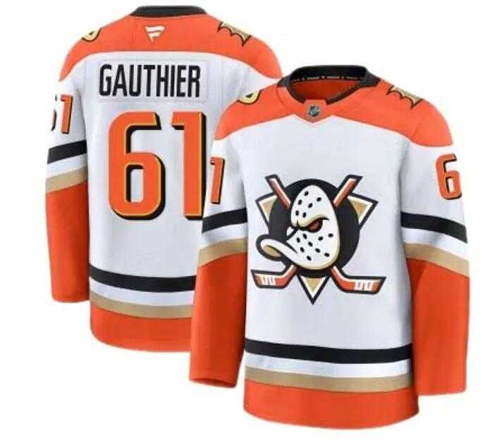 MenS Anaheim Ducks #61 Cutter Gauthier Fanatics Branded Away White Premium Stitched Jersey Dzhi