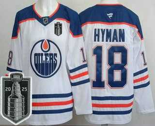 Mens Edmonton Oilers #18 Zach Hyman White 2025 Stanley Cup Final Authentic Jersey