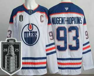 Mens Edmonton Oilers #93 Ryan Nugent Hopkins White 2025 Stanley Cup Final Authentic Jersey