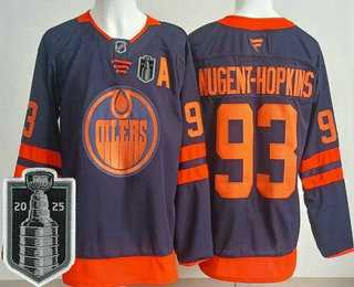 Mens Edmonton Oilers #93 Ryan Nugent Hopkins Navy 2025 Stanley Cup Final Authentic Jersey