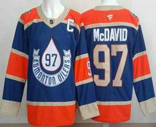 Mens Edmonton Oilers #97 Connor McDavid Blue Heritage Classic Authentic Jersey