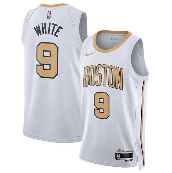 Mens Boston Celtics #9 Derrick White White 2025-26 City Edition Swingman Stitched Jersey Dzhi