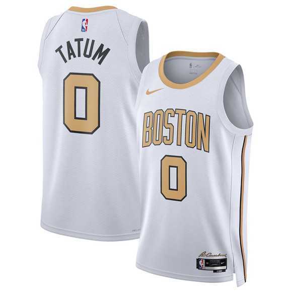 Mens Boston Celtics #0 Jayson Tatum White 2025-26 City Edition Swingman Stitched Jersey Dzhi