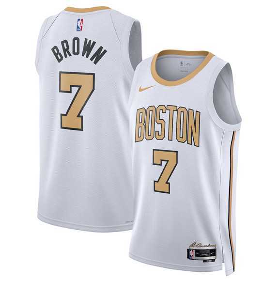 Mens Boston Celtics #7 Jaylen Brown White 2025-26 City Edition Swingman Stitched Jersey Dzhi