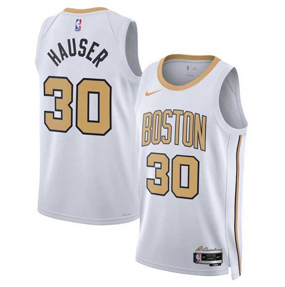 Mens Boston Celtics #30 Sam Hauser White 2025-26 City Edition Swingman Stitched Jersey Dzhi