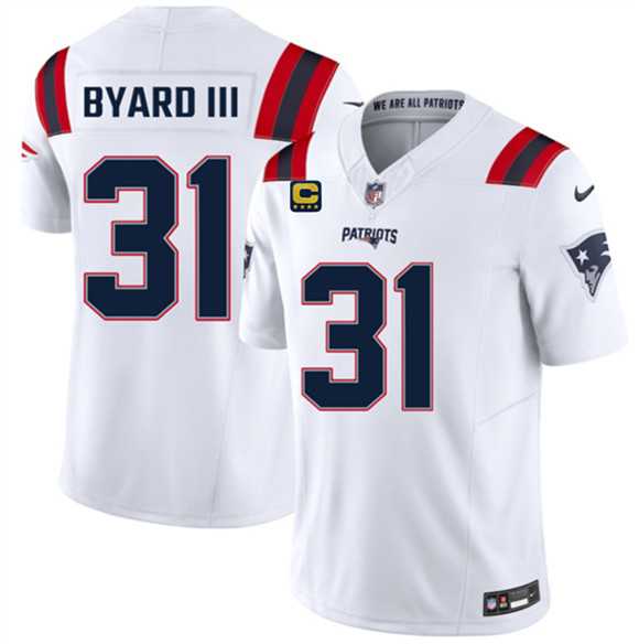 Mens New England Patriots #31 Kevin Byard III White 2026 F.U.S.E. 4-Star C Pach Vapor Limited Stitched Jersey Dzhi