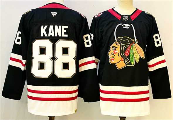 Mens Chicago Blackhawks #88 Patrick Kane Black Stitched Hockey Jersey