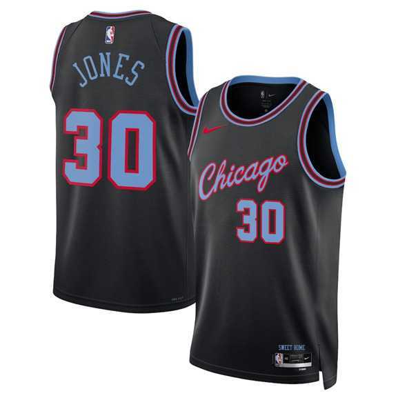 Mens Chicago Bulls #30 Tre Jones Black 2025-26 City Edition Swingman Stitched Jersey Dzhi