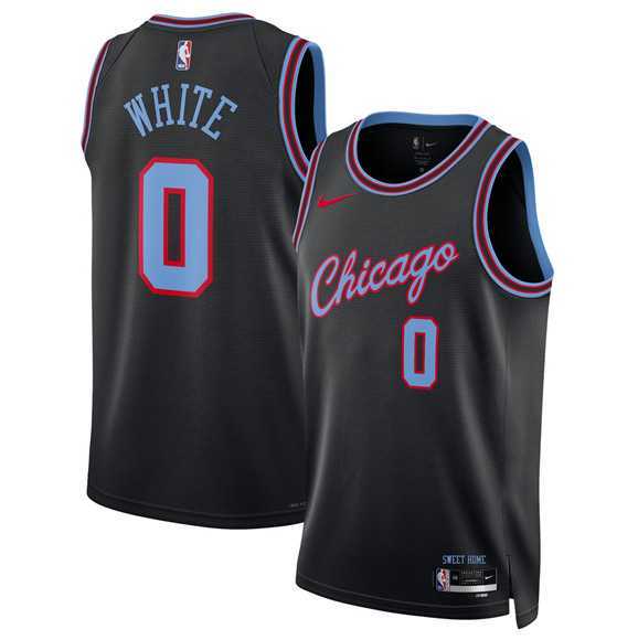 Mens Chicago Bulls #0 Coby White Black 2025-26 City Edition Swingman Stitched Jersey Dzhi