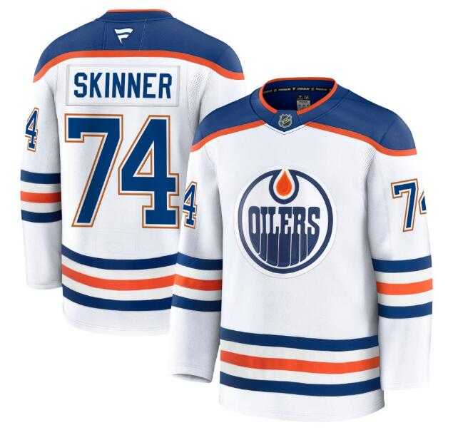 Mens Edmonton Oilers #74 Stuart Skinner Fanatics White 2024-25 Away Premium Jersey Dzhi->->NHL Jersey Mens Edmonton Oilers #74 Stuart Skinner Fanatics White 2024-25 Away Premium Jersey Dzhi->->NHL Jersey