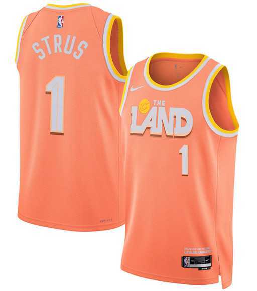 Mens Cleveland Cavaliers #1 Max Strus Orange 2025-26 City Edition Swingman Stitched Jersey Dzhi