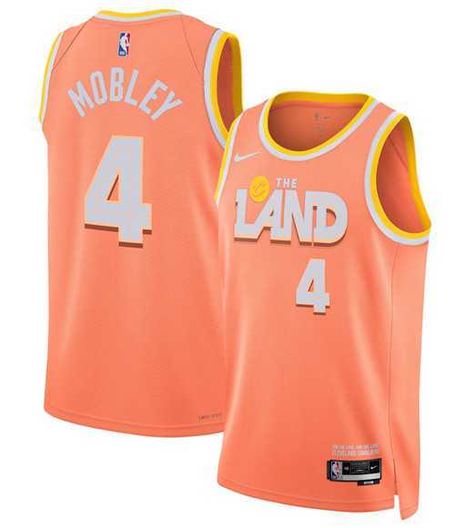 Mens Cleveland Cavaliers #4 Evan Mobley Orange 2025-26 City Edition Swingman Stitched Jersey Dzhi