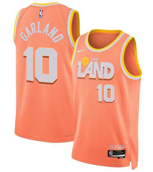 Mens Cleveland Cavaliers #10 Darius Garland Orange 2025-26 City Edition Swingman Stitched Jersey Dzhi