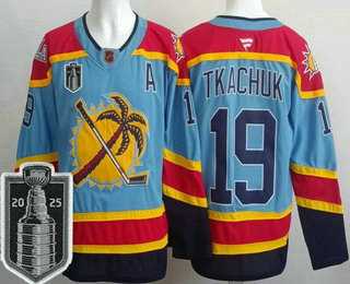 Mens Florida Panthers #19 Matthew Tkachuk Blue 2025 Stanley Cup Final Authentic Jersey