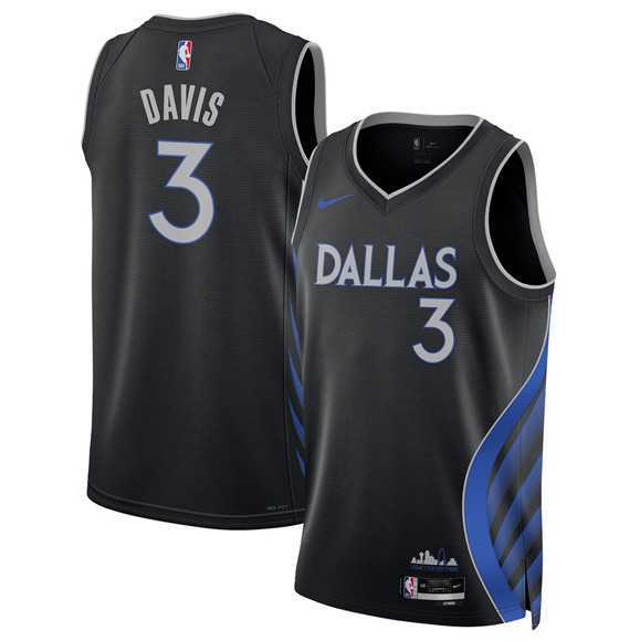 Mens Dallas Mavericks #3 Anthony Davis Black 2025-26 City Edition Stitched Jersey Dzhi