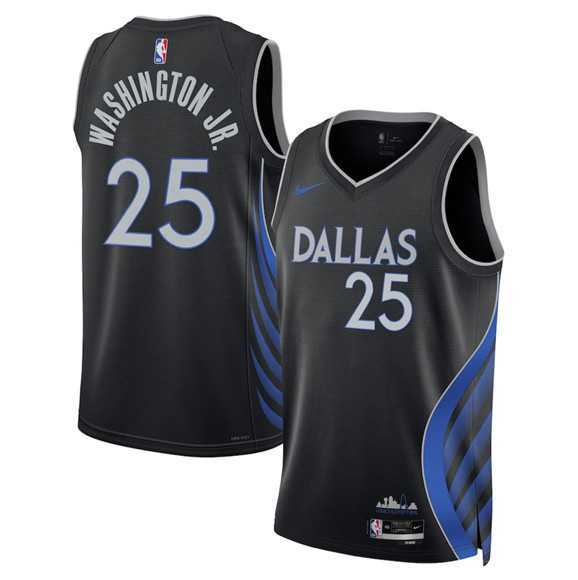 Mens Dallas Mavericks #25 P.J. Washington Black 2025-26 City Edition Stitched Jersey Dzhi