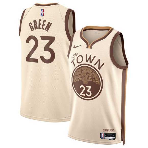 Mens Golden State Warriors #23 Draymond Green Tan 2025-26 City Edition Stitched Jersey Dzhi