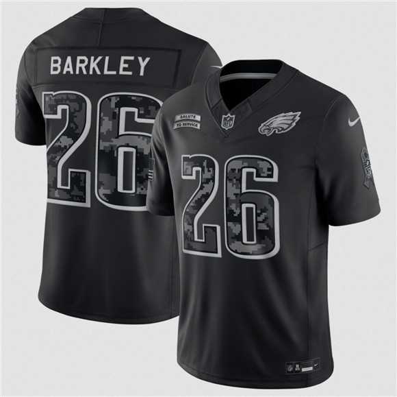 Mens Philadelphia Eagles #26 Saquon Barkley Black F.U.S.E. 2026 Salute to Service Limited Stitched Jersey