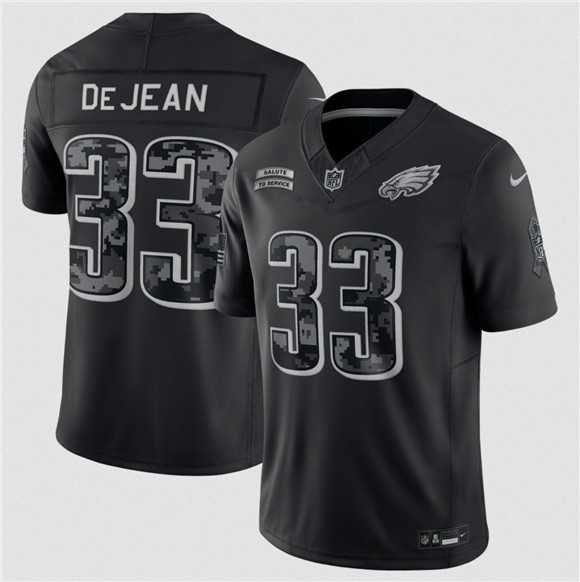 Mens Philadelphia Eagles #33 Cooper DeJean Black F.U.S.E. 2026 Salute to Service Limited Stitched Jersey