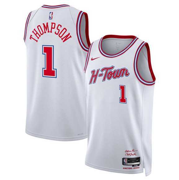 Mens Houston Rockets #1 Amen Thompson White 2025-26 City Edition Stitched Jersey Dzhi