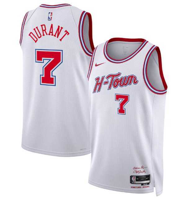 Mens Houston Rockets #7 Kevin Durant White 2025-26 City Edition Stitched Jersey Dzhi