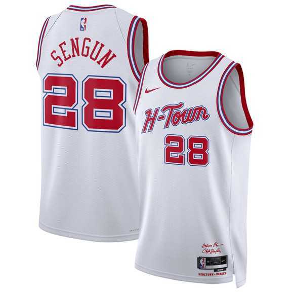Mens Houston Rockets #28 Alperen Sengun White 2025-26 City Edition Stitched Jersey Dzhi