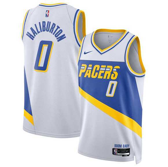 Mens Indiana Pacers #0 Tyrese Haliburton White 2025-26 City Edition Stitched Jersey Dzhi