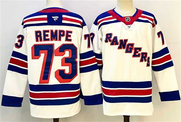 Mens New York Rangers #73 Matt Rempe White 2024-25 Away Stitched Hockey Jersey