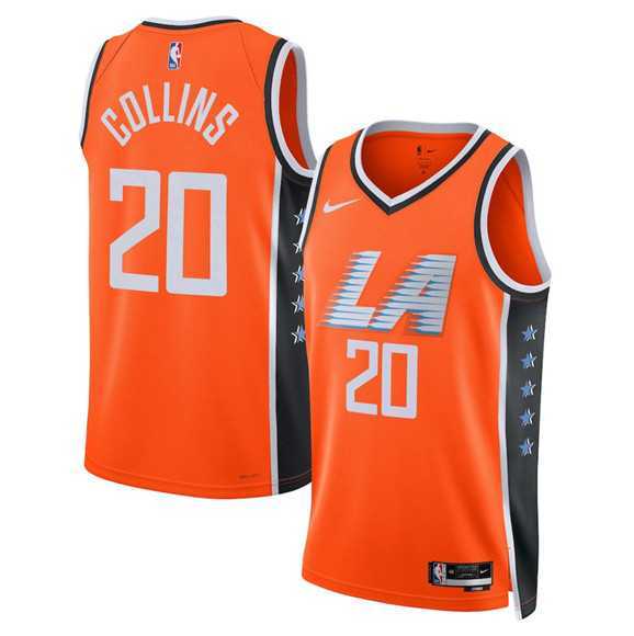 Mens Los Angeles Clippers #20 John Collins Orange 2025-26 City Edition Swingman Stitched Jersey Dzhi