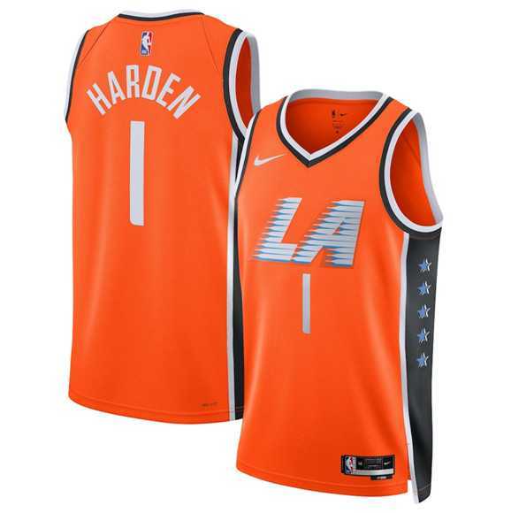 Mens Los Angeles Clippers #1 James Harden Orange 2025-26 City Edition Swingman Stitched Jersey Dzhi