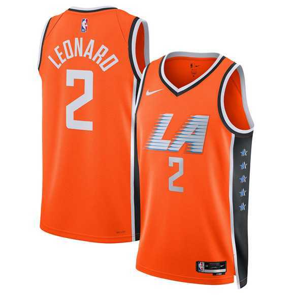 Mens Los Angeles Clippers #2 Kawhi Leonard Orange 2025-26 City Edition Swingman Stitched Jersey Dzhi