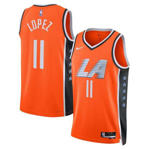 Mens Los Angeles Clippers #11 Brook Lopez Orange 2025-26 City Edition Swingman Stitched Jersey Dzhi